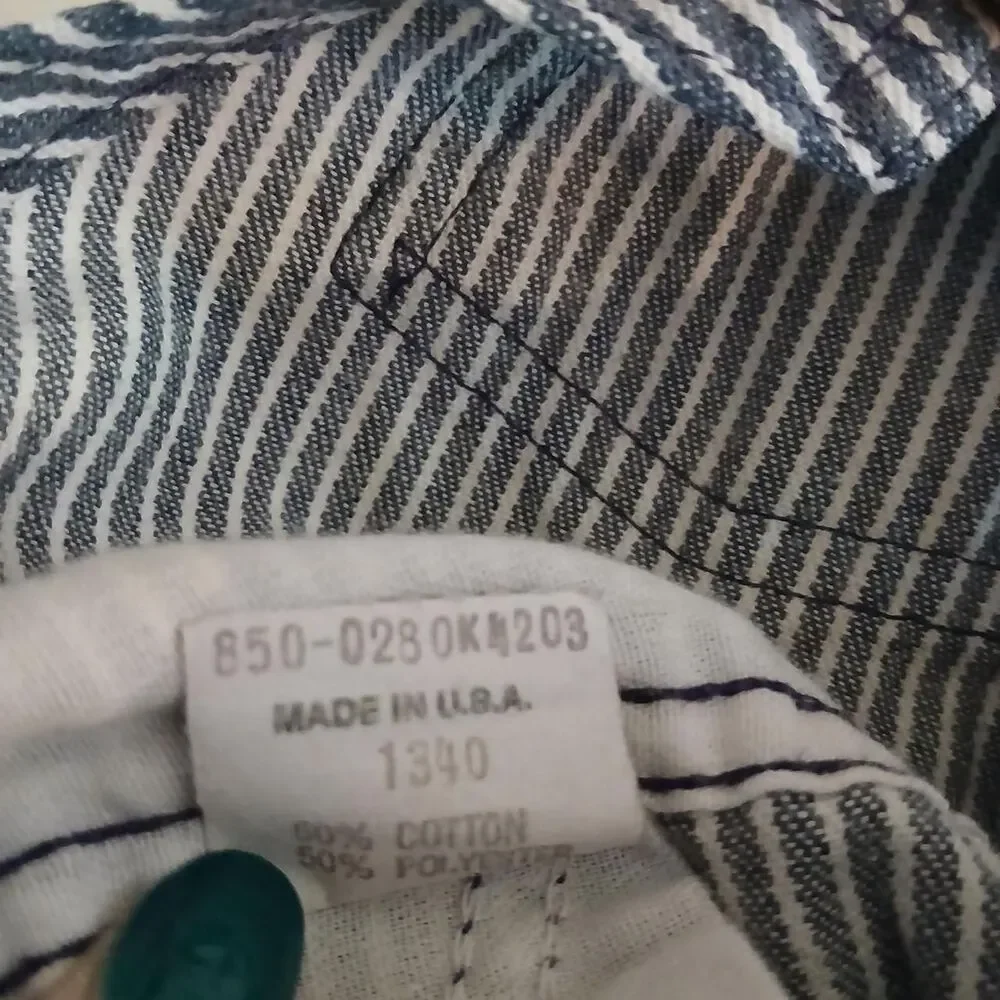 Vintage 90s OshKosh B'gosh Railroad Stripes Hickory Stripe Overalls USA Made 12m